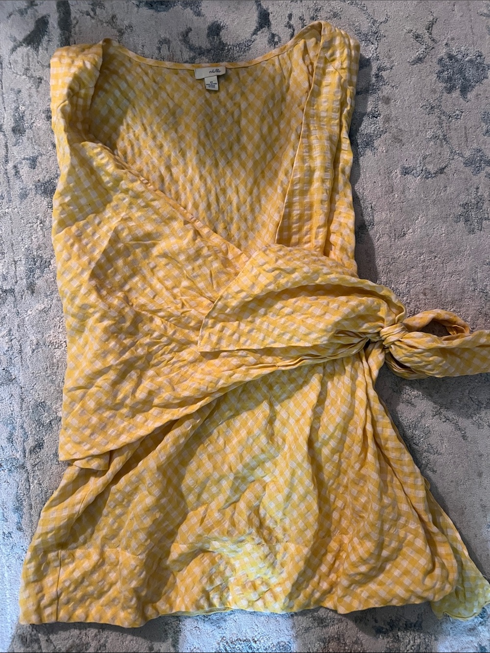 Odille Yellow Gingham Wrap Blouse
